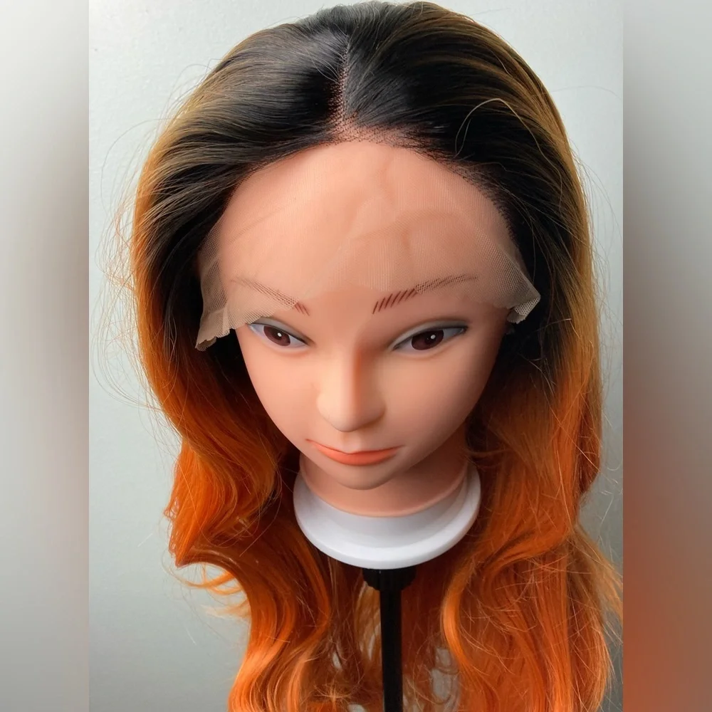 Dark Roots Orange Lace Front Wig